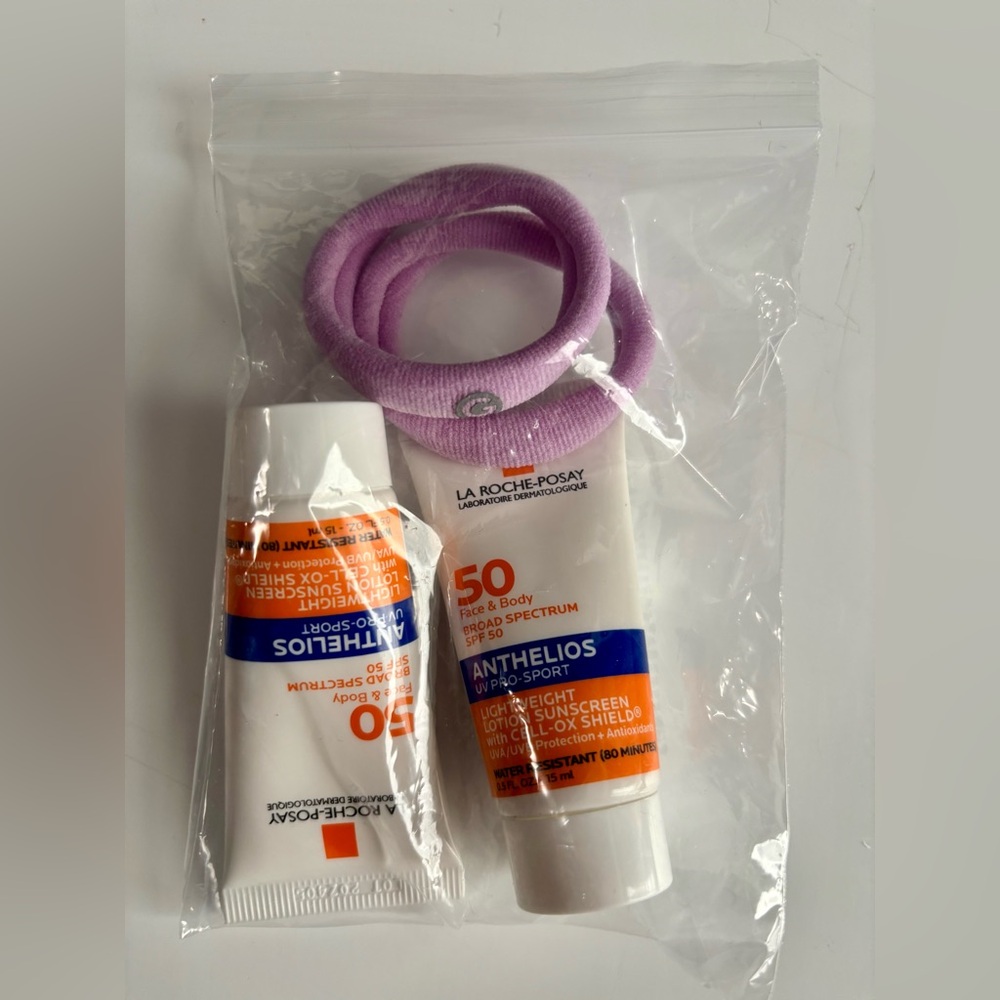 NEW La Roche Posay Anthelios Travel Size SPF 50 + 2 Gimme Hair Elastics